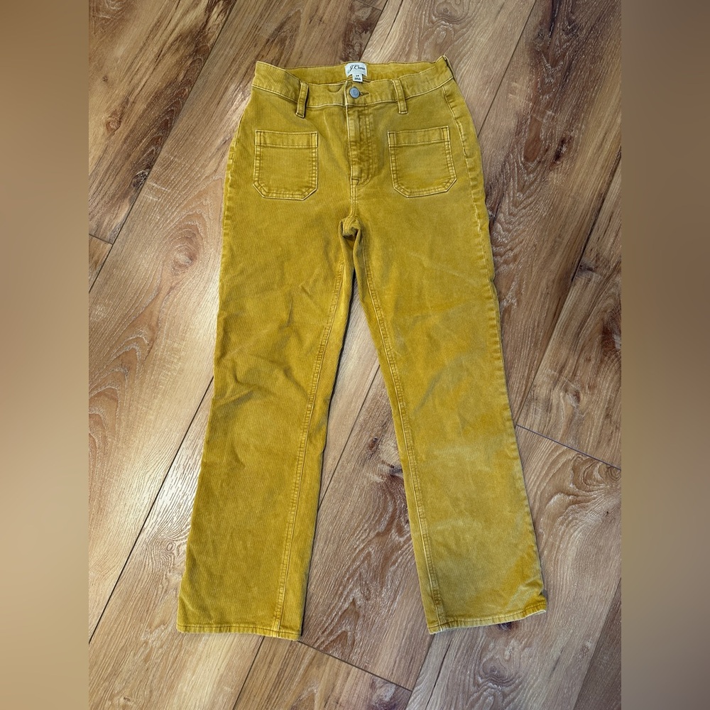 J. Crew Billie Demi Boot Crop Mustard Yellow Corduroy Pants sz 24